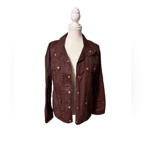 J. Crew Jackets & Blazers - J. Crew The Downtown Field Jacket Waxed Cotton M Burgandy